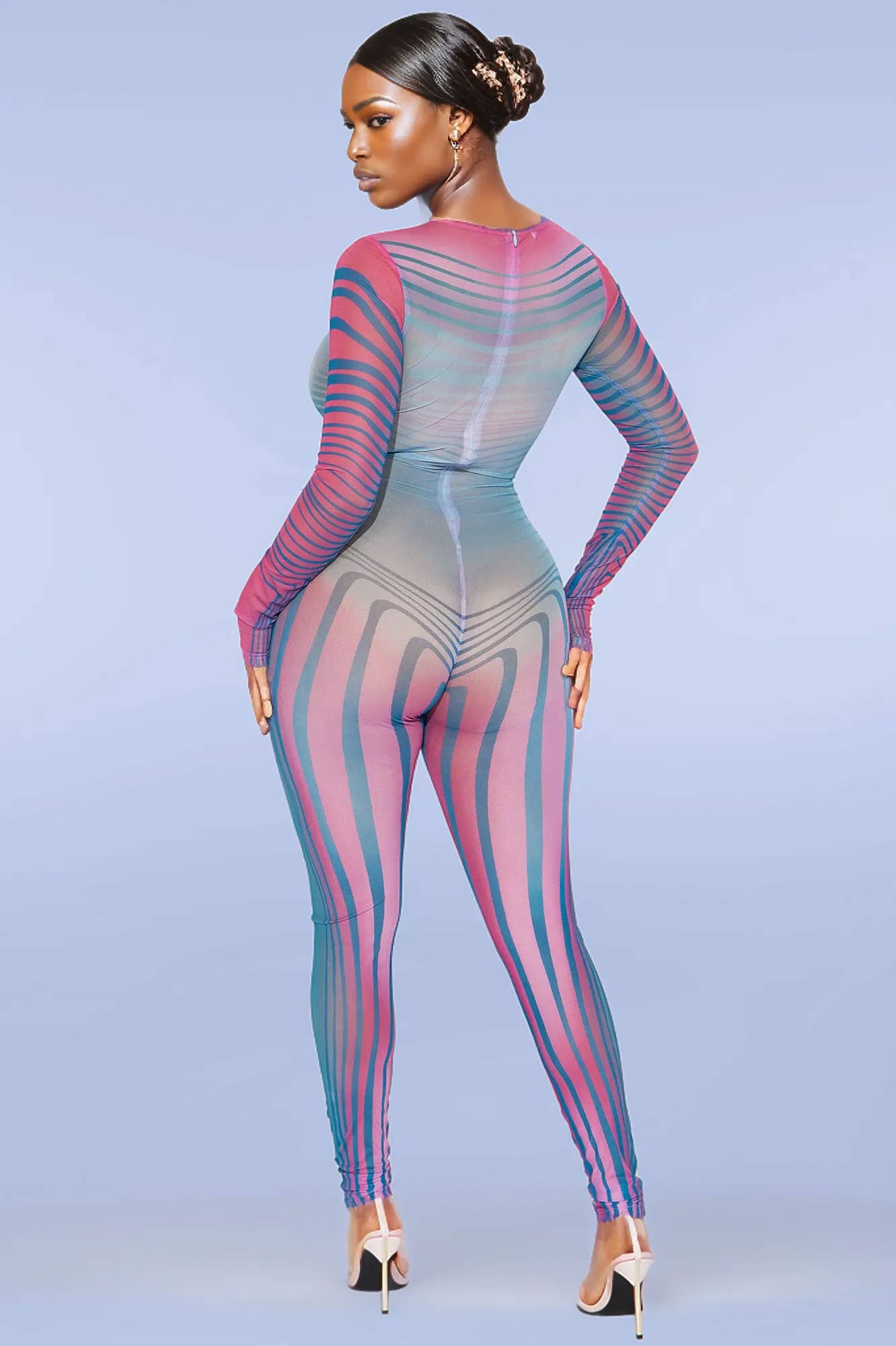 GRAPHIC MESH JUMPSUITS