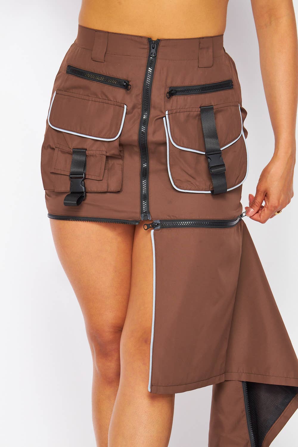 Day to Night Cargo Pocket Zipper Midi Skirt